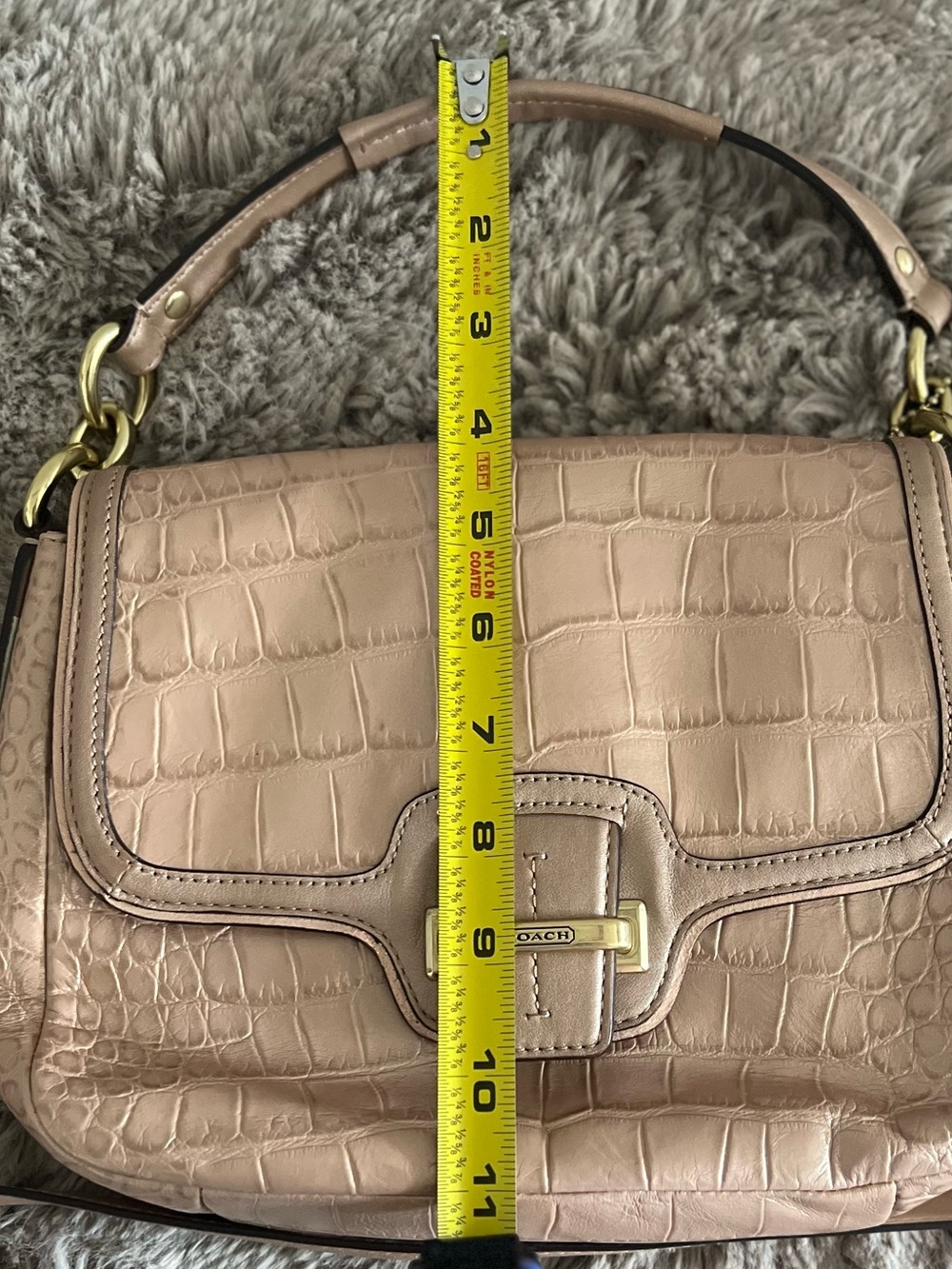 Coach Taylor Embossed Leather Bag in Sand Taupe - Picture 12 of 14